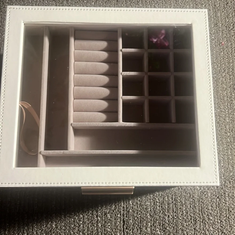 New SONGMICS Jewelry Box with Glass Lid, 3-Layer Jewelry Organizer, 2 Drawers - Picture 2 of 6